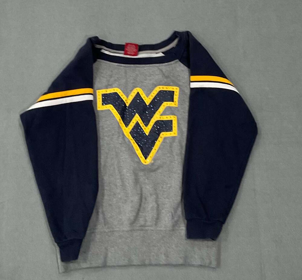 Colosseum West Virginia Mountaineers Rhinestone Raglan Crewneck Sweatshirt Lg